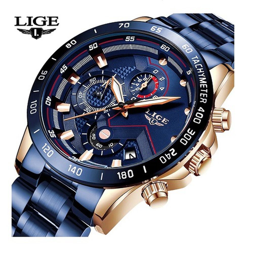 Reloj Hombre Deportivo De Lujo Lige Acero Inoxidable Y Cuarzo Impermeable A La Moda image number 1.0