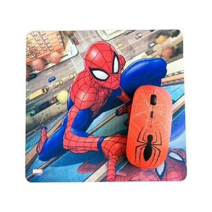 Kit Mouse Inalambrico Usb 3b Rojo Y Mousepad Spider Man
