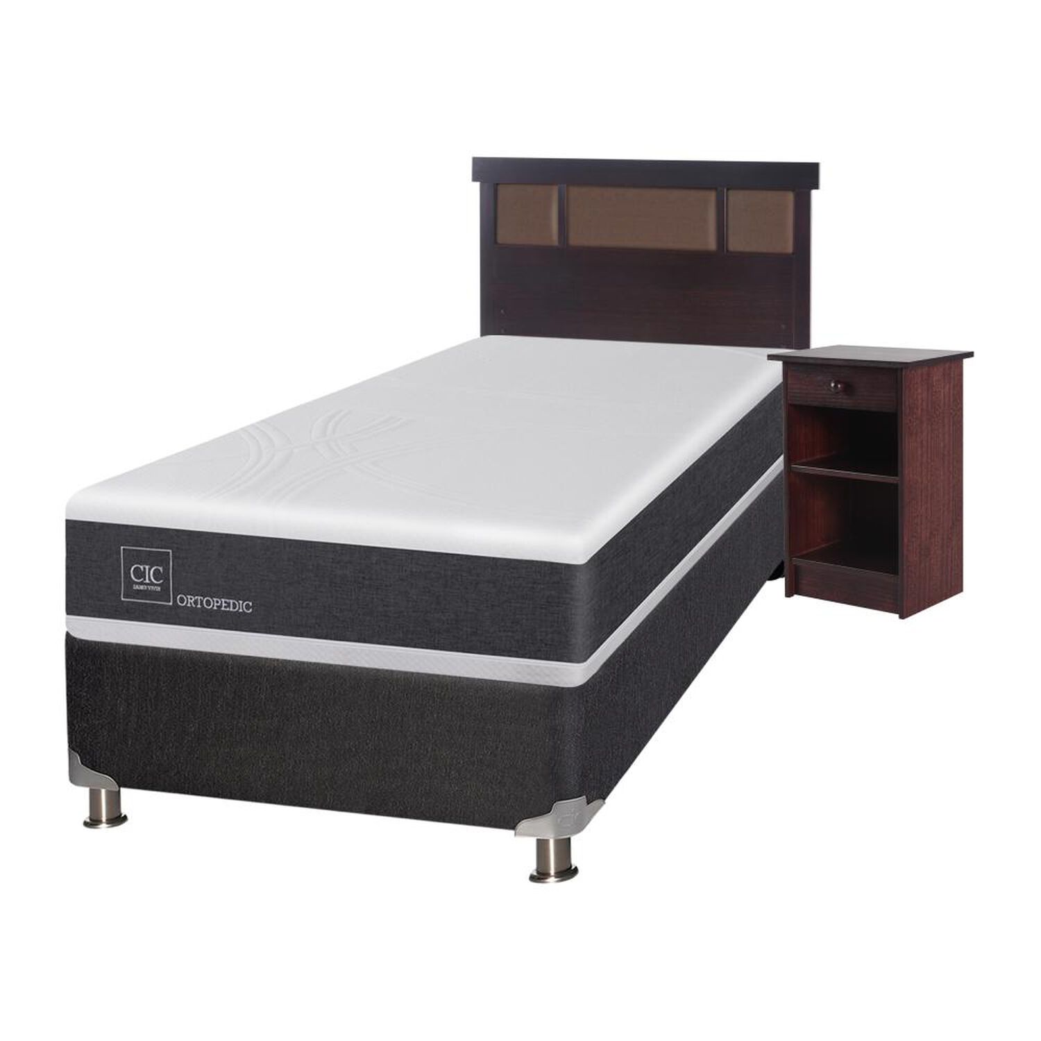 Box Spring Cic Ortopedic / 1.5 Plazas / Base Normal  + Set De Maderas image number 1.0