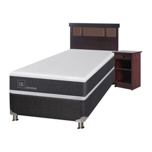 Box Spring Cic Ortopedic / 1.5 Plazas / Base Normal  + Set De Maderas