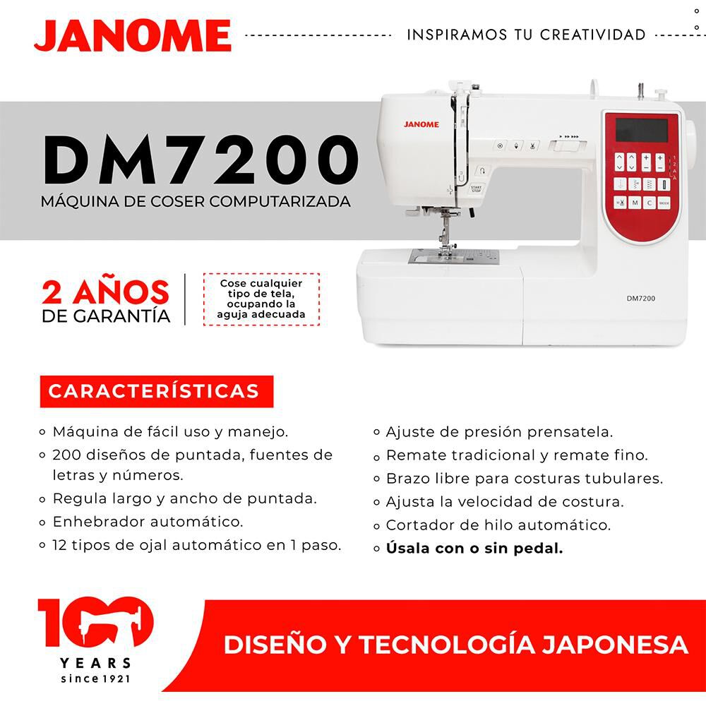Combo Janome Máquina de Coser DM7200 + Máquina Overlock 8002D image number 3.0
