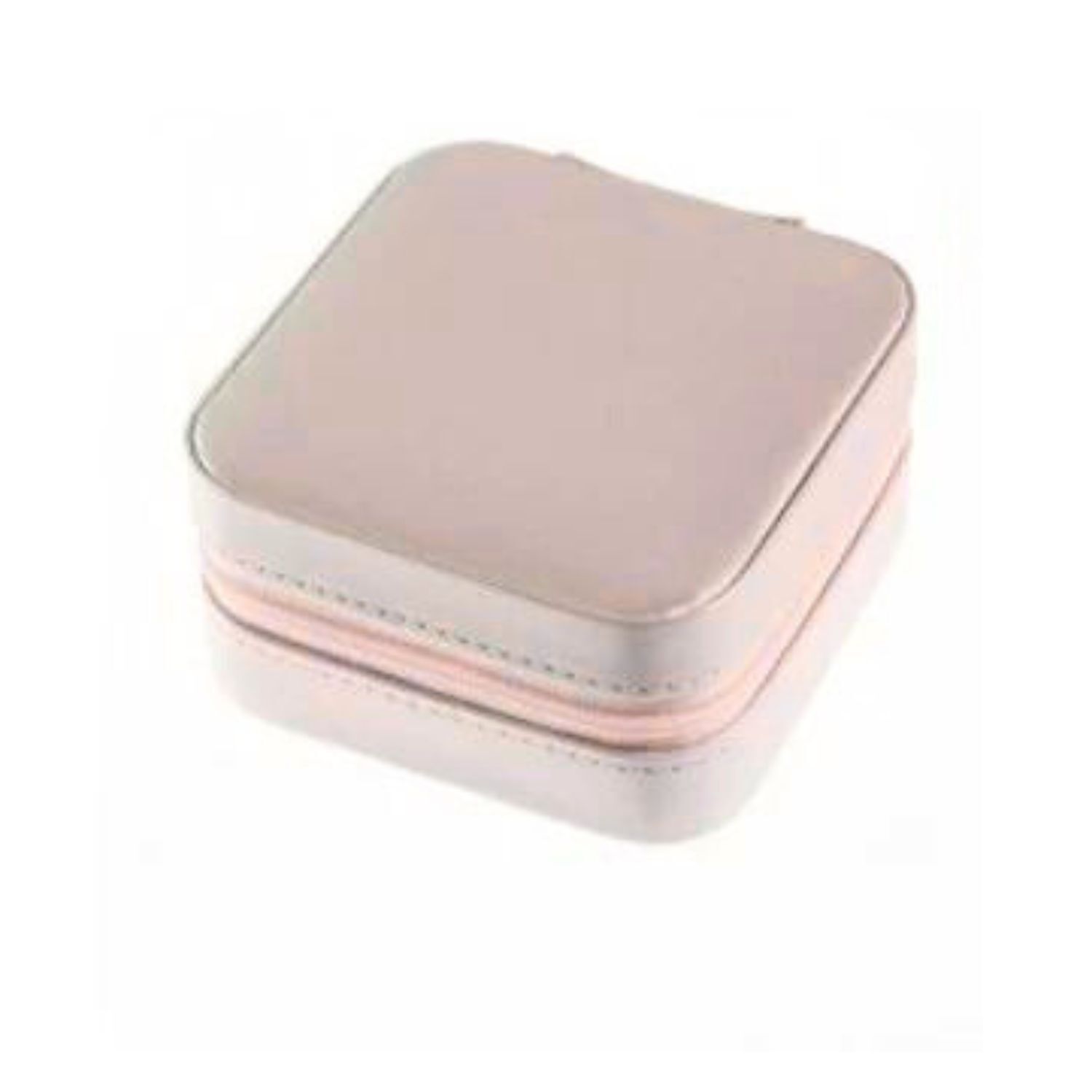 Estuche Organizador Joyas Cuadrado 10cm Joyero Rosa Aros image number 2.0