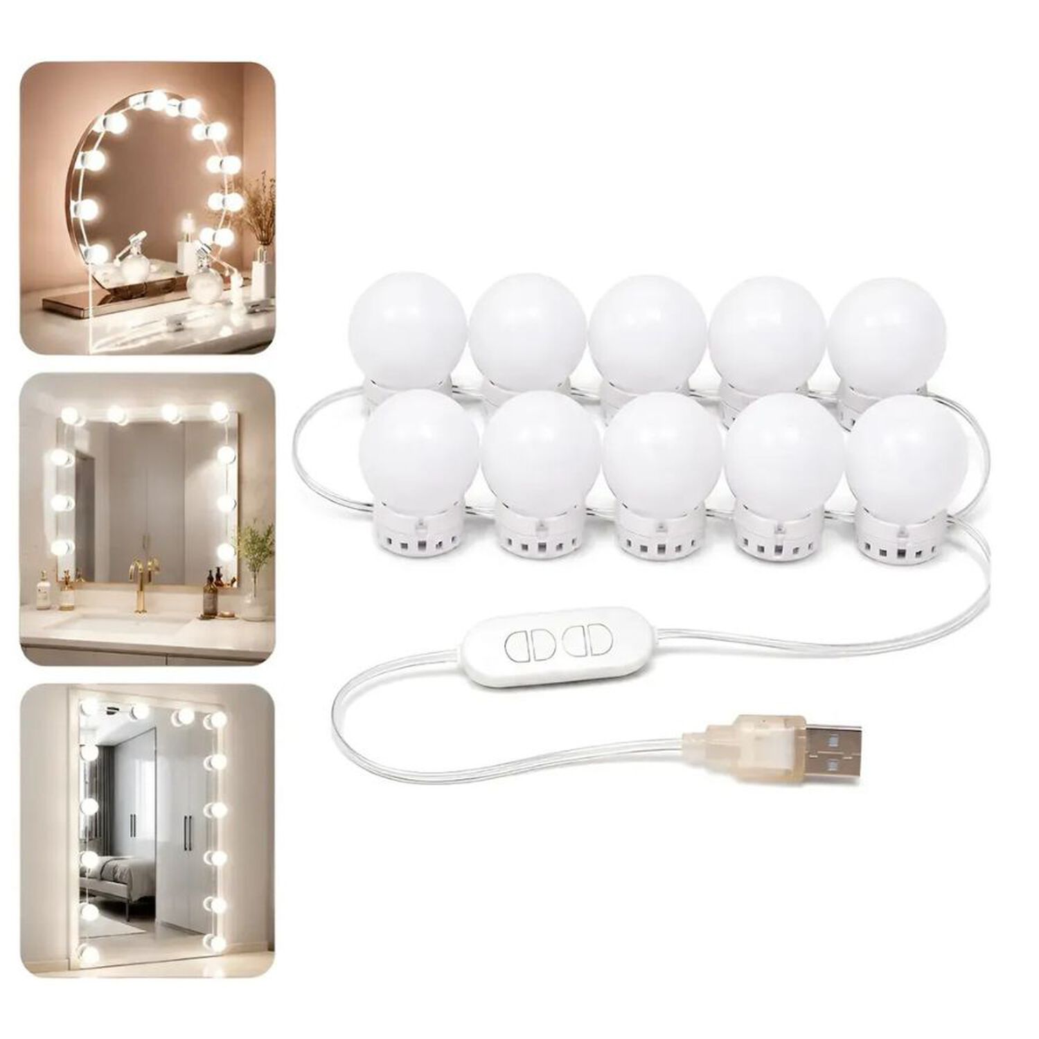 Luces Led Para Espejo Maquillaje Vanity Usb 10 Led image number 1.0