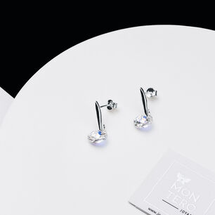 Aros Punto De Luz Plata Italiana 925 Y Cristal Genuino Aurora Boreal