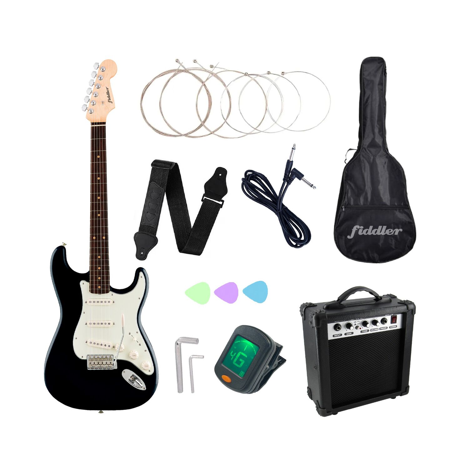 Combo Guitarra El&eacute;ctrica Negra + Amplificador Fiddler image number 3.0