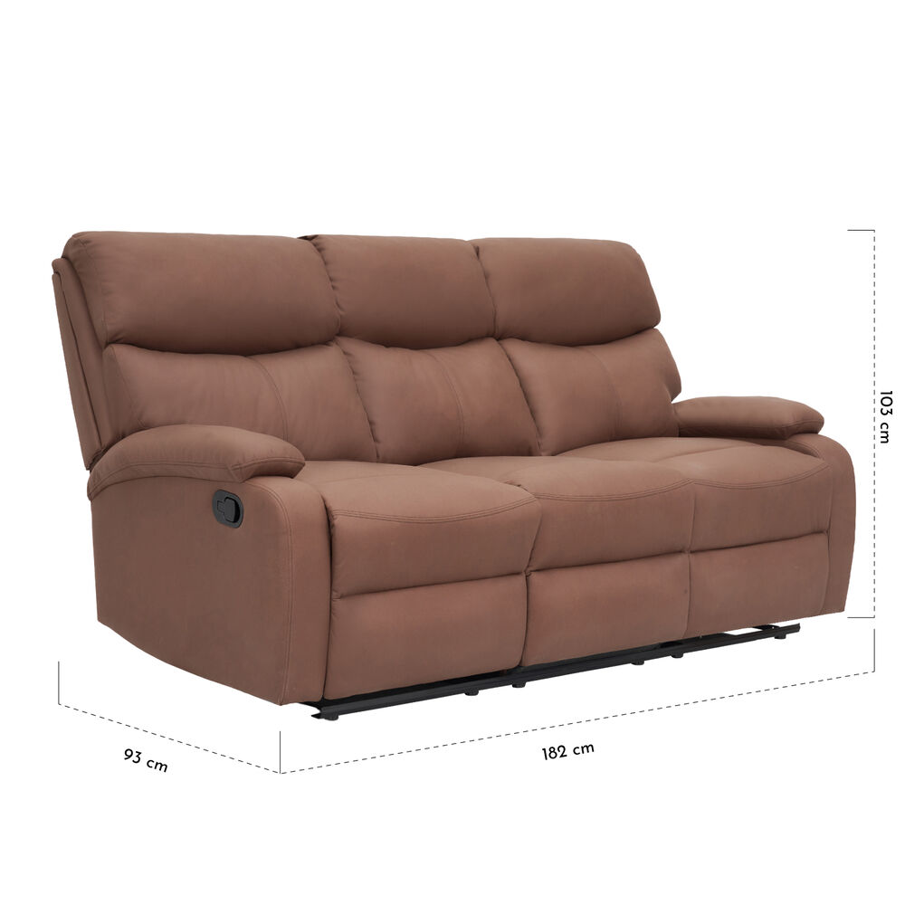 Berger Sof&aacute; Reclinable Milan 3 Cuerpos Caf&eacute; image number 2.0