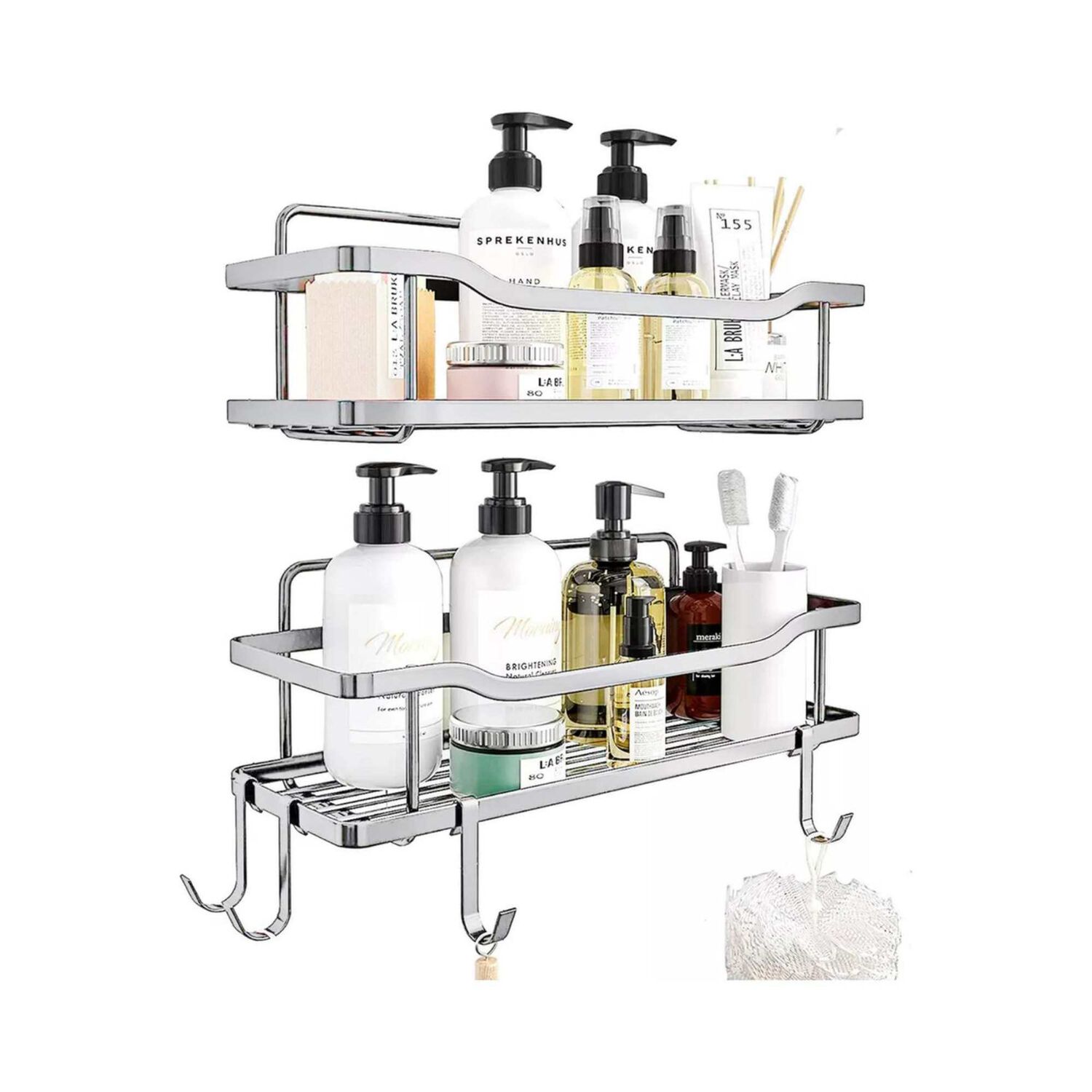 Organizador Ducha Ba&ntilde;o Adhesivo 2 Repisas 13x31x7.5 Cm Gris image number 0.0