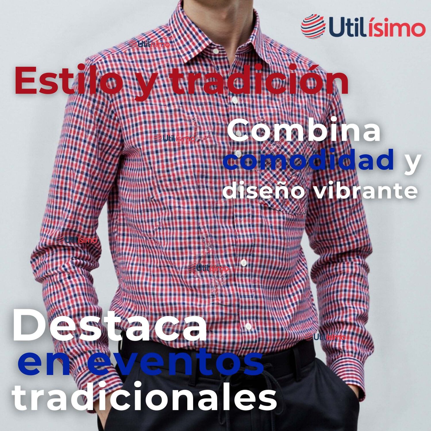 Camisa Huaso Cuadrill&eacute; Cuadro Manga Larga 100% Algod&oacute;n Azul Rojo Casual image number 4.0