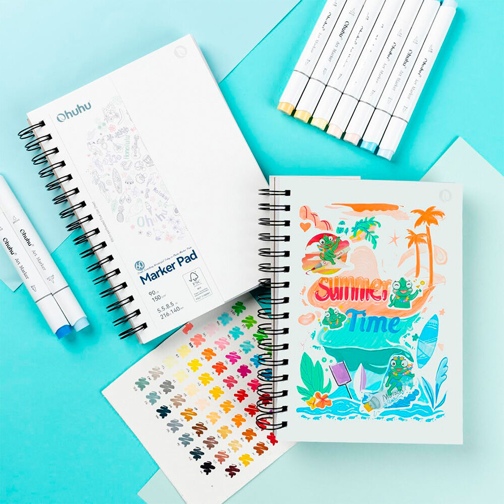 Ohuhu Block Doble Cara (21,6x14cm,60hojas,150g) Antisangrado image number 6.0