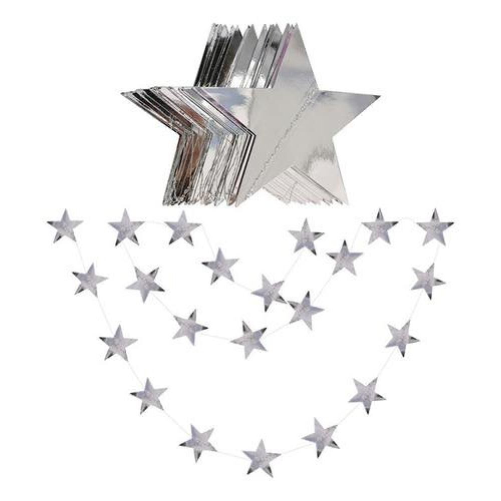 Guirnaldas De Papel Estrellas Espejo Oro Plata Rosa 4 Metros image number 2.0