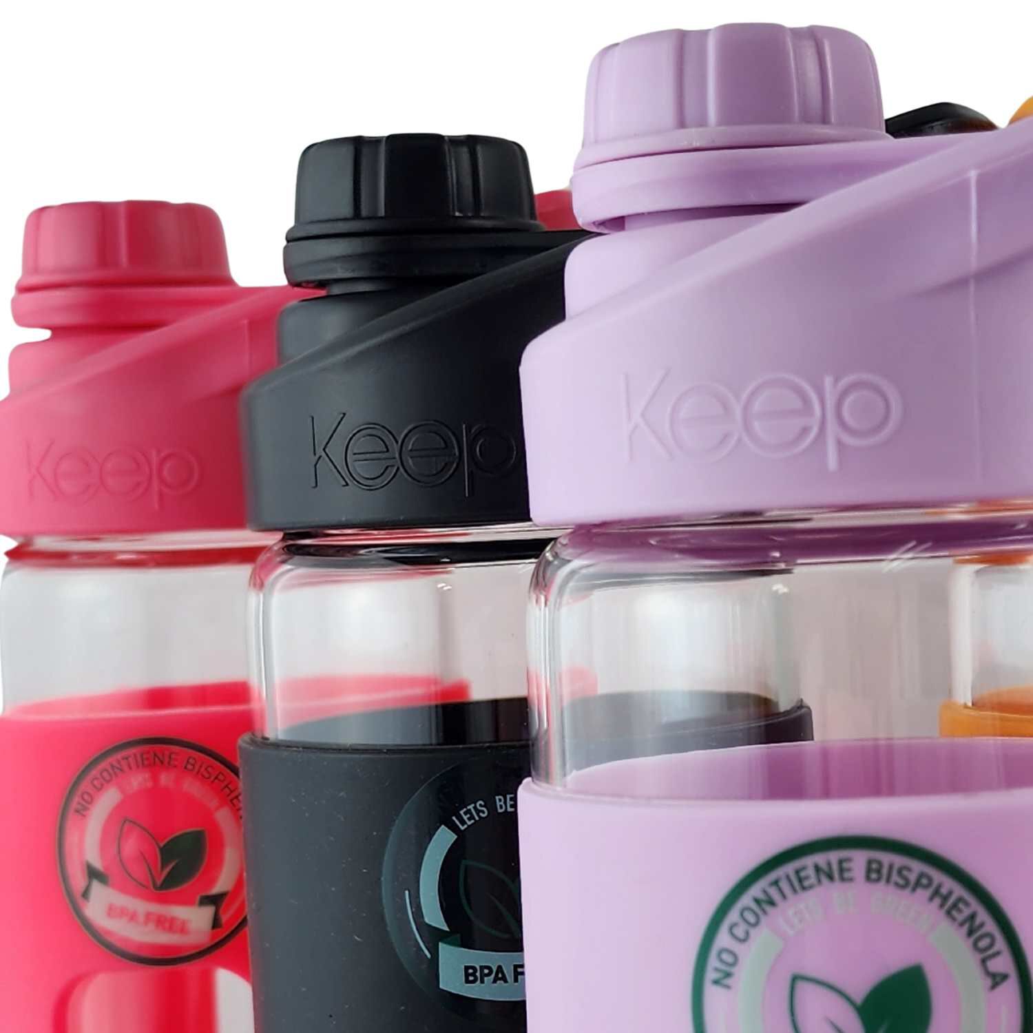 Botella Keep 470ml Vidrio Protector Agua Deportes Outdoor Lila image number 7.0