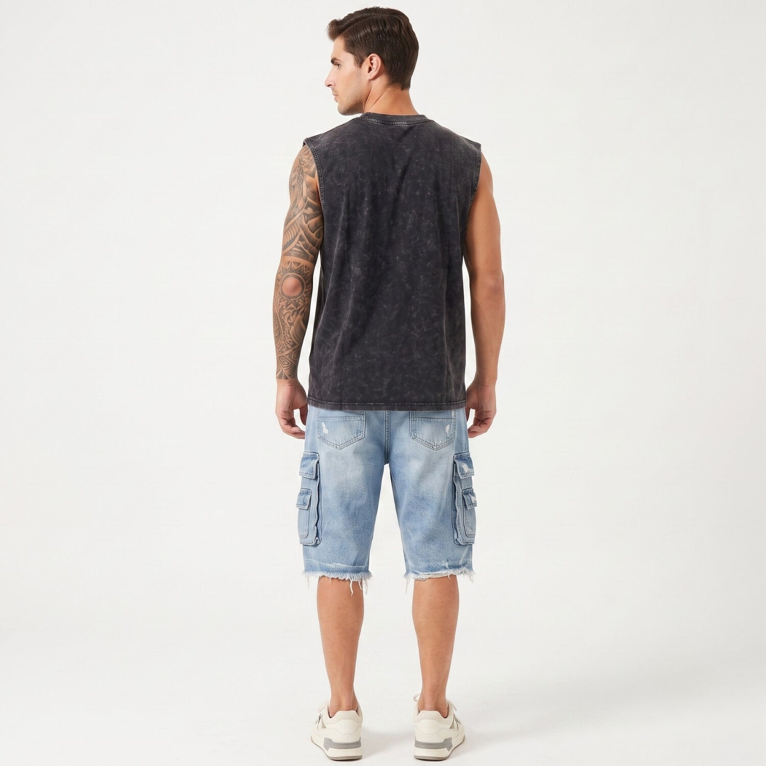 Polera Sin Mangas Musculosa Acid Wash Hombre image number 2.0