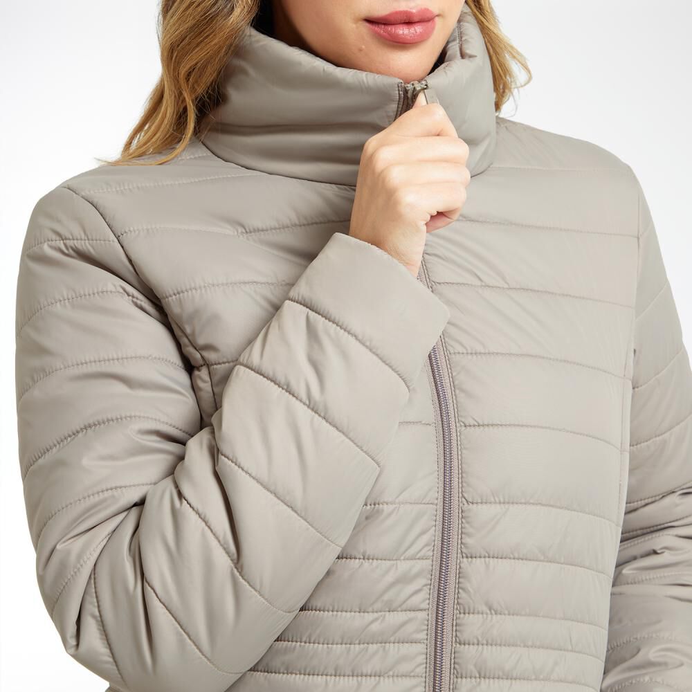 Parka Básica Larga Color Con Cierre Cuello Alto Mujer Geeps image number 4.0