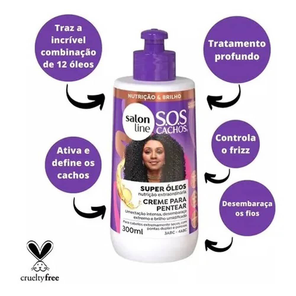 Crema De Peinar Super Oleos Nutritivo 300ml Salon Line image number 2.0