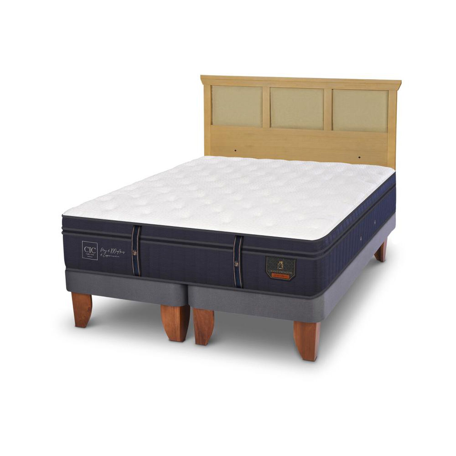 Cama Europea Cic Linea Premium / 2 Plazas / Base Dividida + Respaldo image number 1.0
