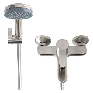 Monomando Llave Grifo Para Tina Ducha Modelo Arona Color N&iacute;quel Mate