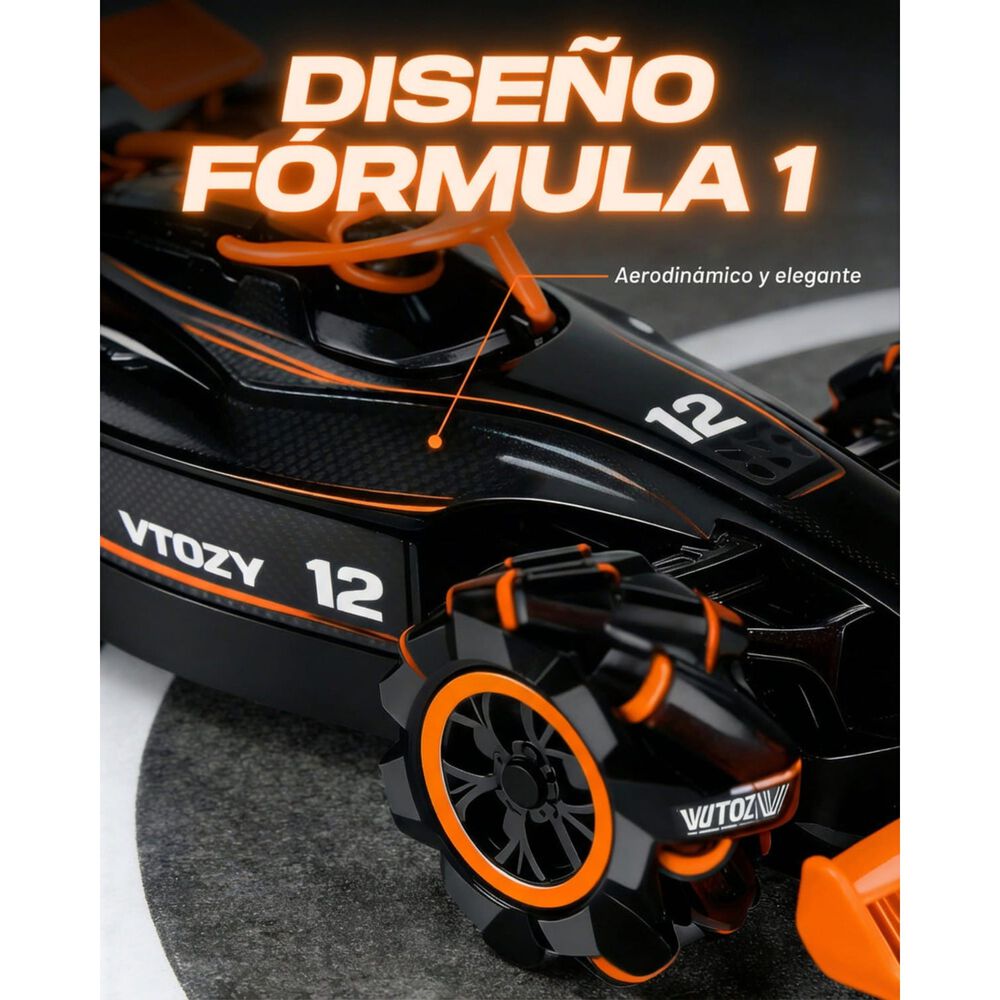 Auto F&oacute;rmula 1 Grande Control Remoto Giro 360 Humo Premium image number 8.0