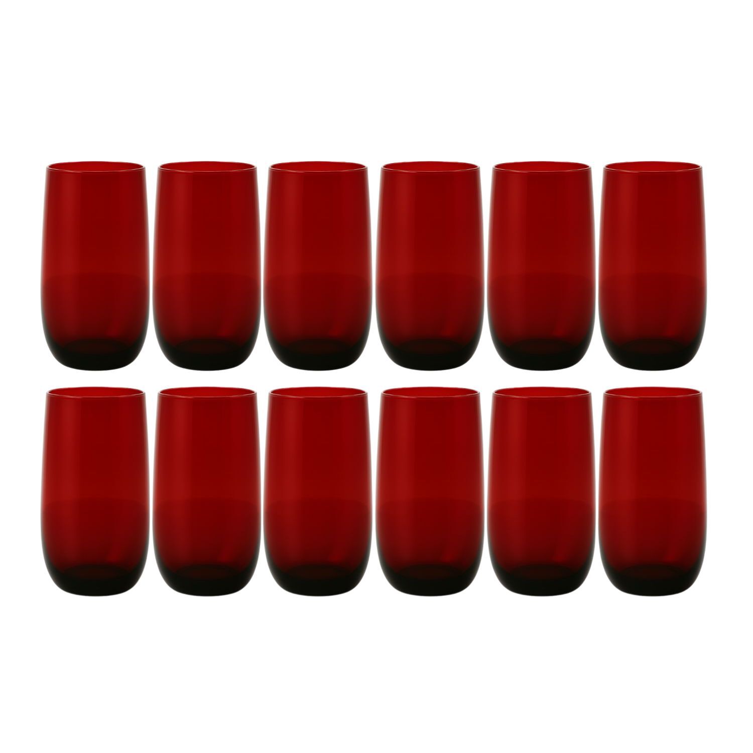 Set 12 Vasos Vidrio Altos Full Color Rojo 500ml Allegra image number 0.0