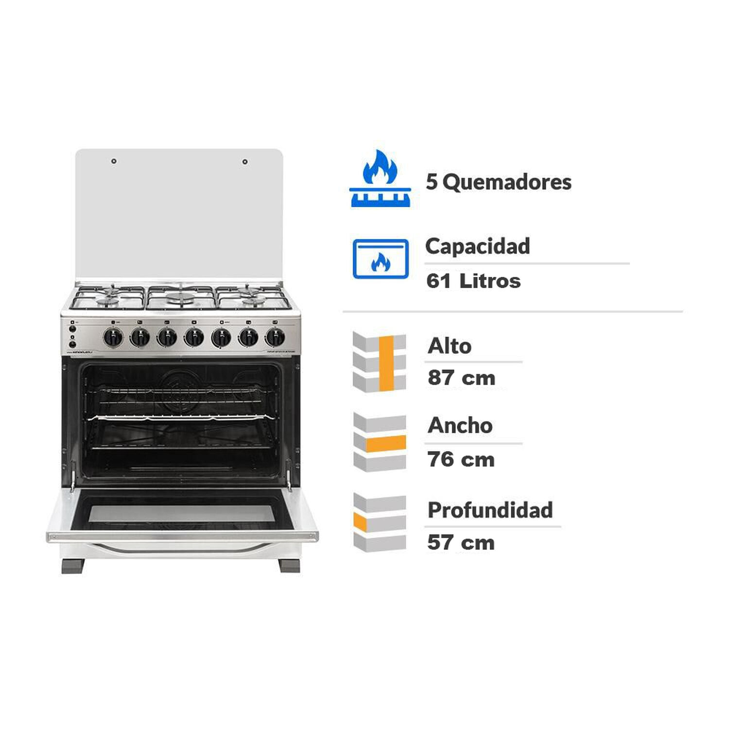 Cocina A Gas Sindelen CH-8700IN 5P / 5 Quemadores image number 1.0