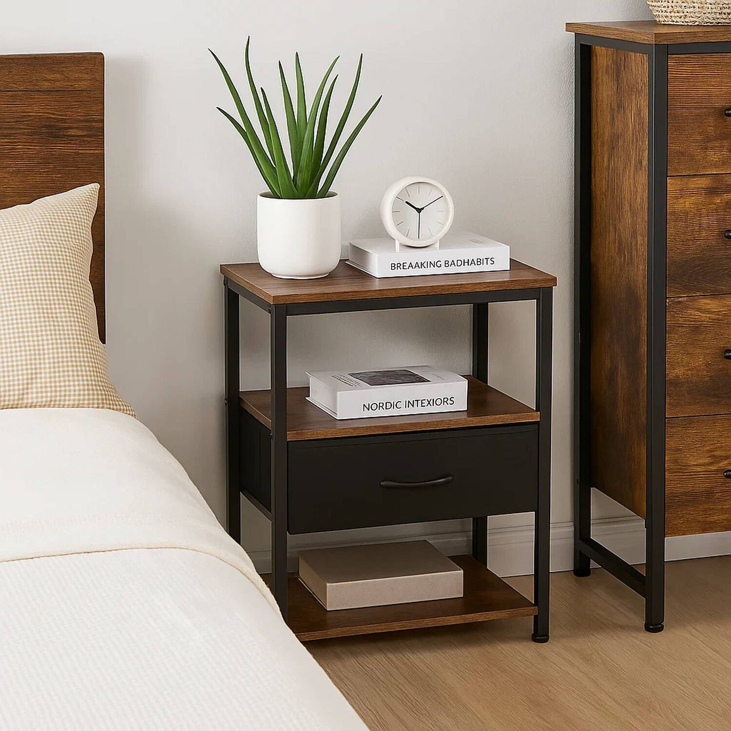 Pack De 2 Veladores Estilo Industrial Black Wood 50x30x61 image number 1.0