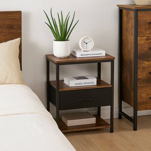 Pack De 2 Veladores Estilo Industrial Black Wood 50x30x61