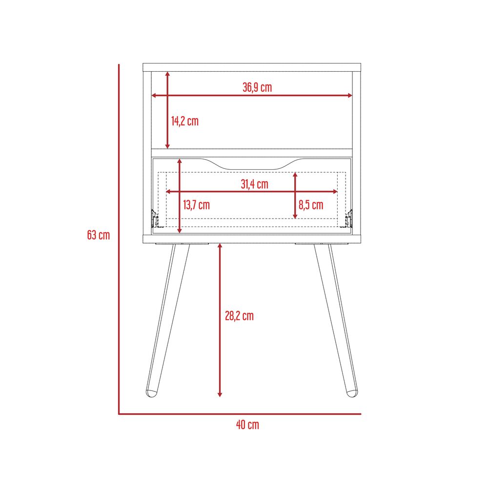 Velador 1 Cajon 40x63x35 Cm Fm-015b - Blanco / Caf&eacute; Claro image number 5.0
