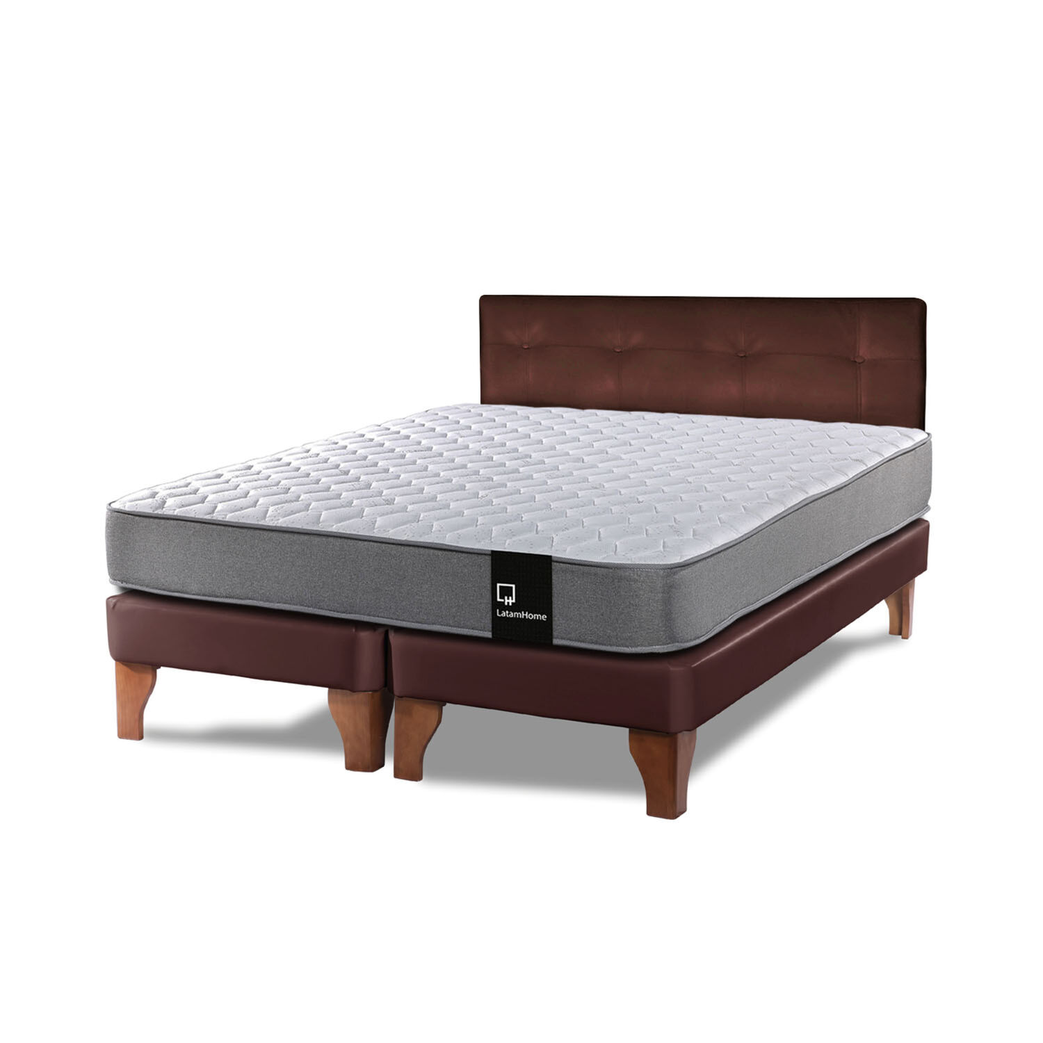 Cama Europea Zen Best Tela Pu Chocolate 2 Plazas + Respaldo image number 1.0