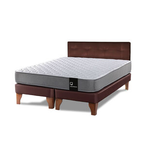 Cama Europea Zen Best Tela Pu Chocolate 2 Plazas + Respaldo