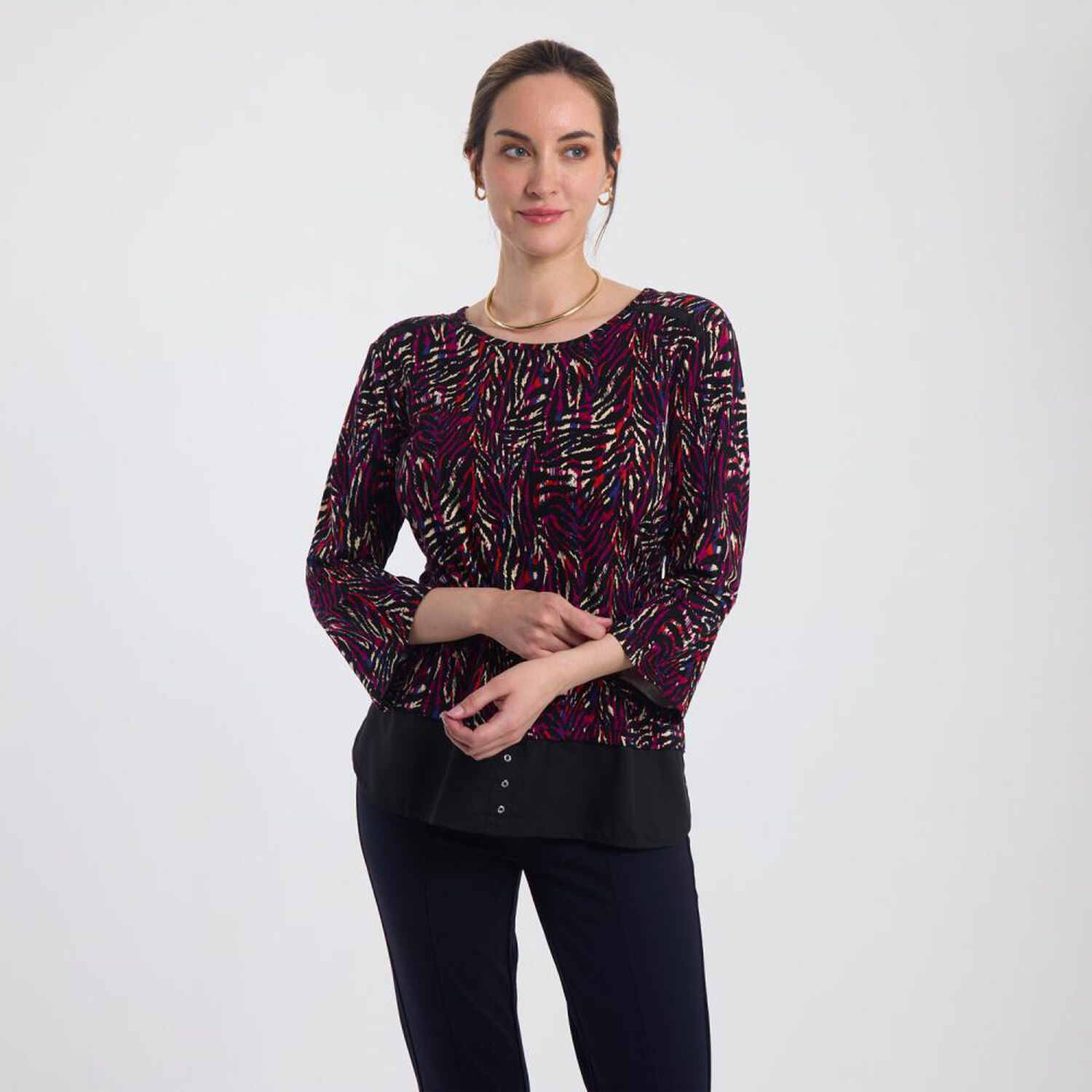 Polera Full Print Con Blusa Manga Larga Cuello Redondo Mujer Lesage image number 0.0