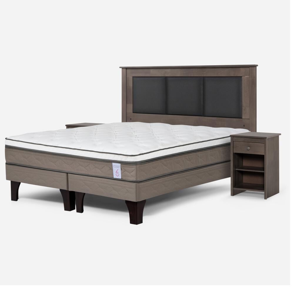 Cama Europea Rosen New Style 6 / 2 Plazas / Base Dividida  + Set Maderas Rachel Gris image number 1.0