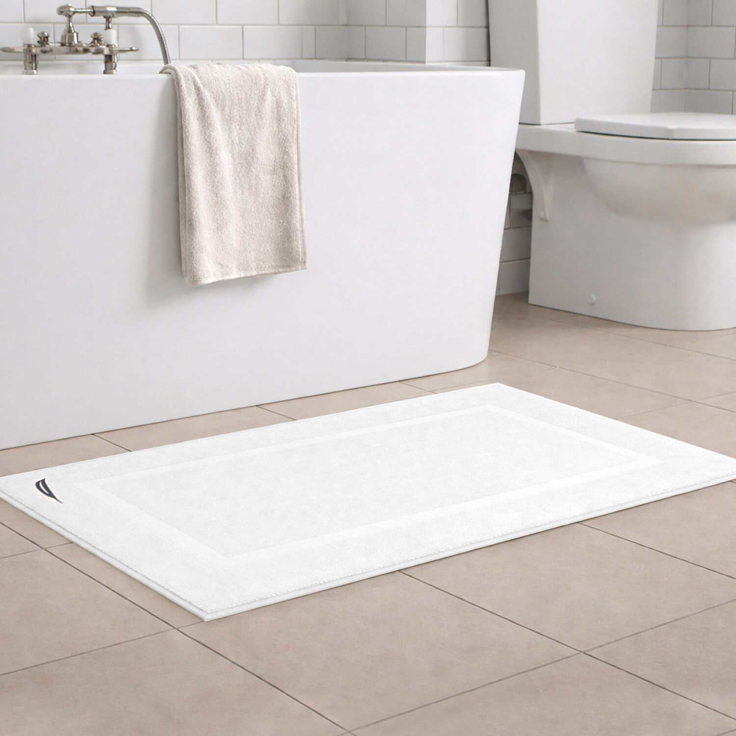 Set 4 Toallas Nautica Signature Cara+mano+cuerpo+piso 100% Algod&oacute;n Blanco image number 6.0
