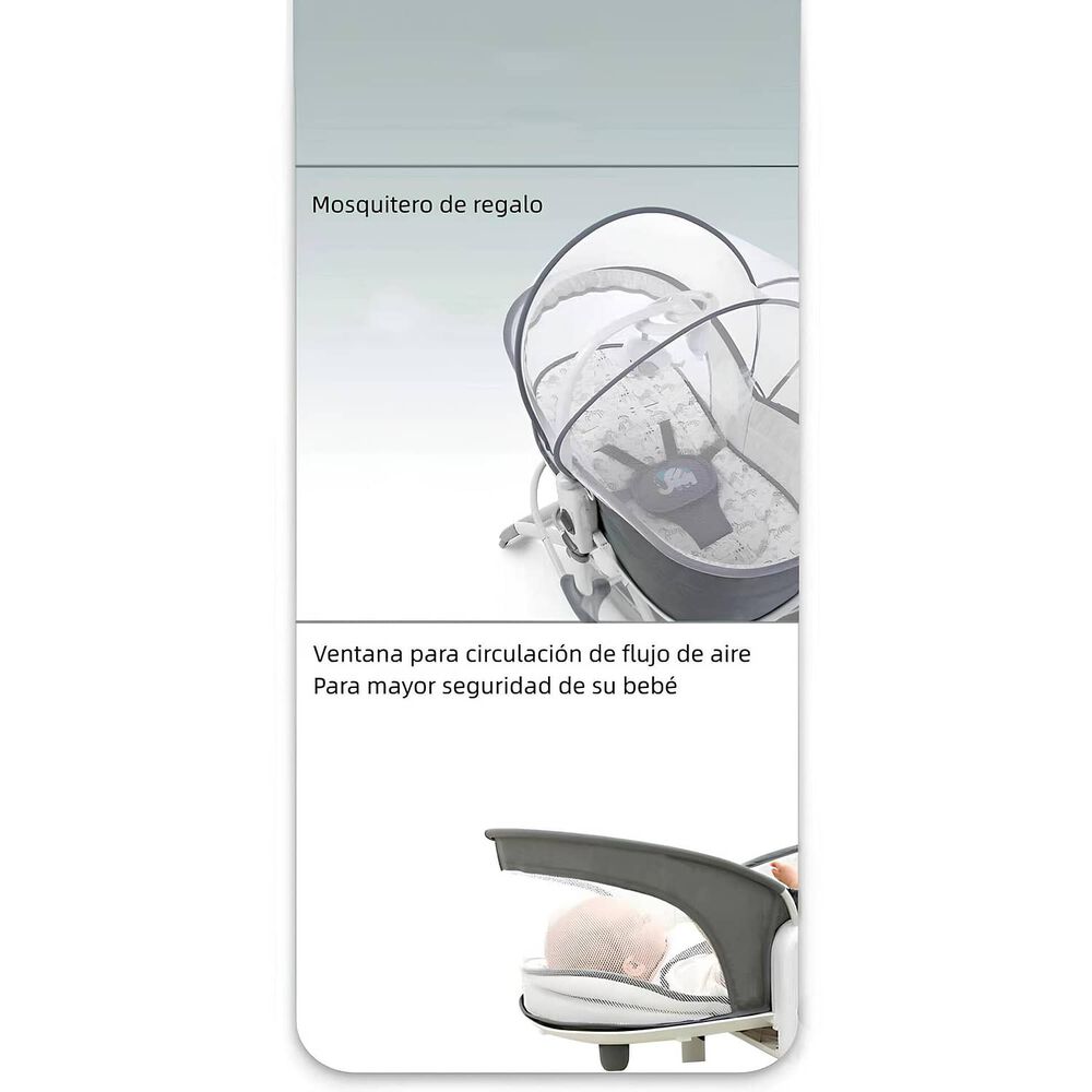 Cuna Mois&eacute;s Y Columpio Con Vibraci&oacute;n 2 En 1 Lubabycas Gris image number 4.0