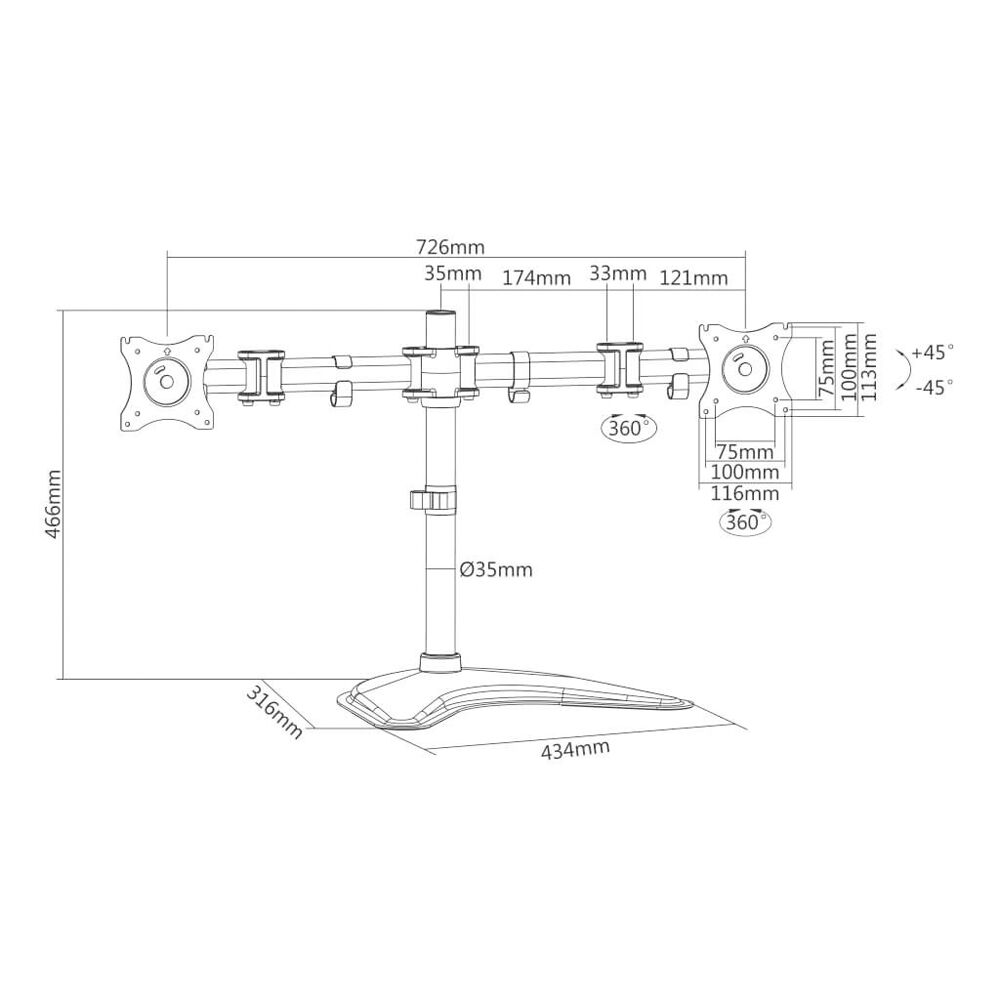 Soporte Para 2 Monitores Con Base Articulado 13" A 27" 16kg Sbrm720 image number 2.0