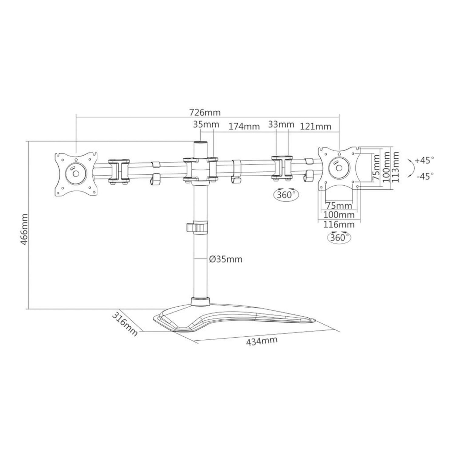 Soporte Para 2 Monitores Con Base Articulado 13" A 27" 16kg Sbrm720 image number 2.0