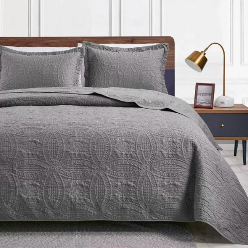 Cubrecama Quilt Reversible King Gris image number 3.0