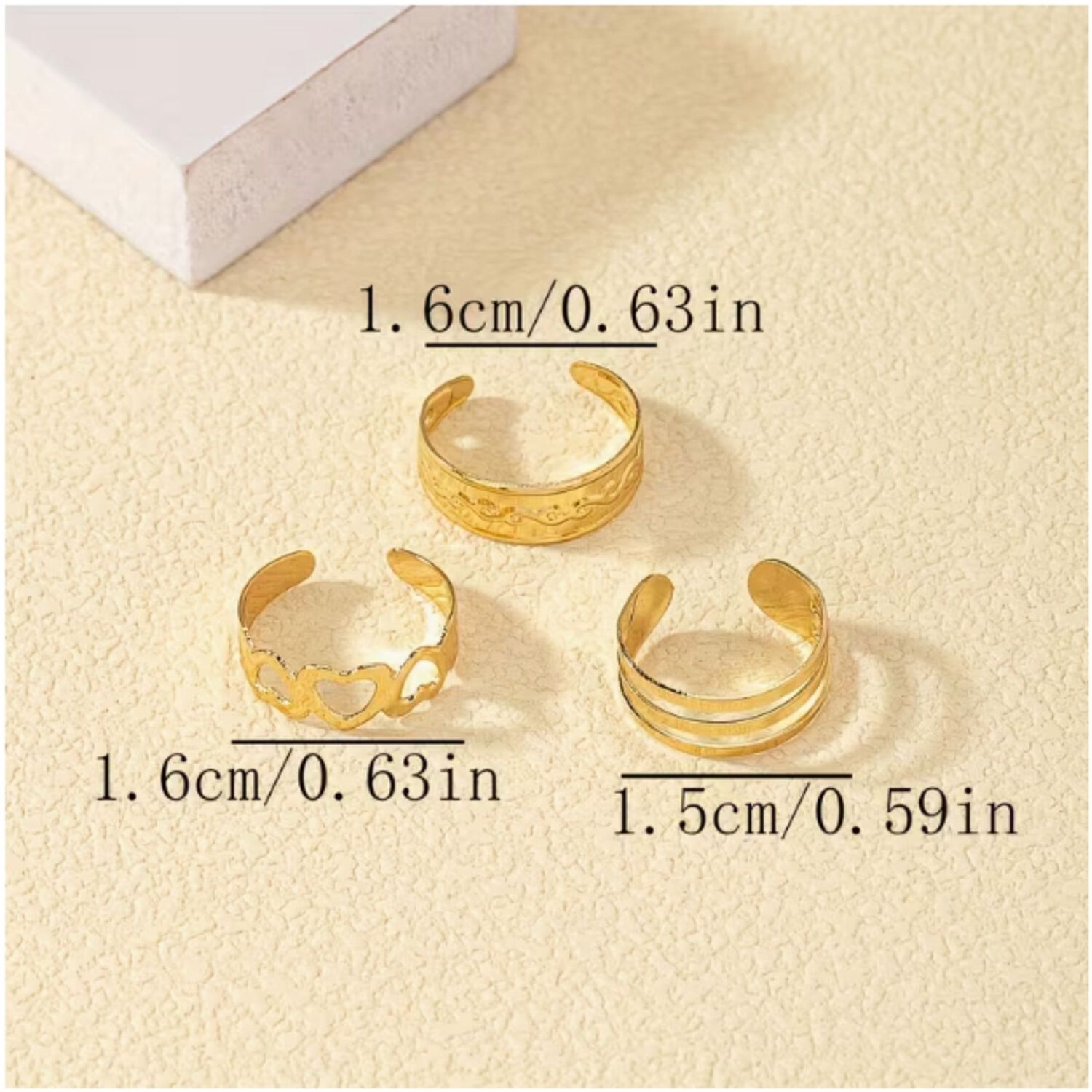 Set 3 Anillos Ajustables De Pies Dedos image number 1.0