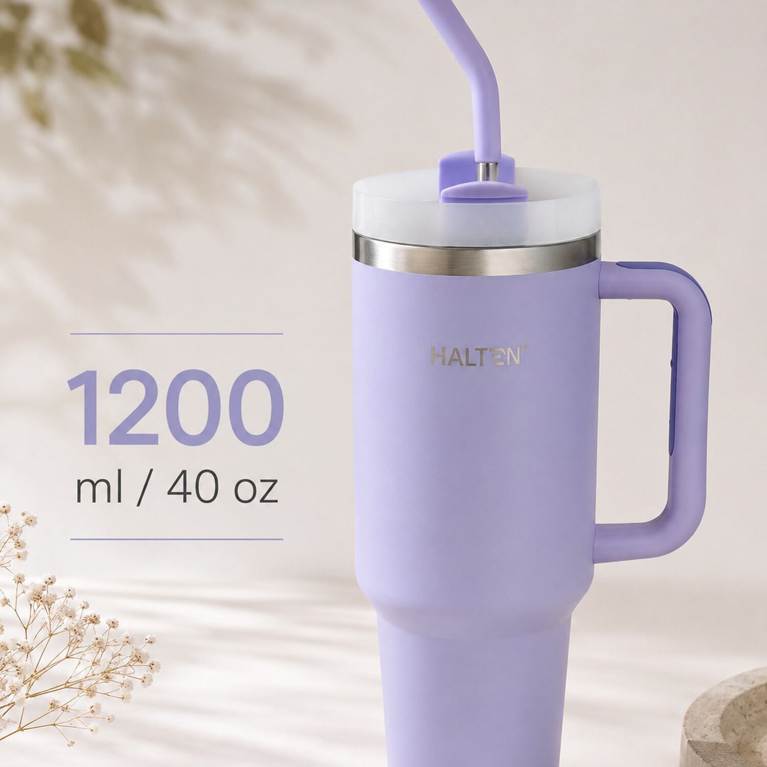 Termo Big Mug 1.2 Litros Acero Inoxidable Con Sorbete Marca Halten Color Morado image number 0.0