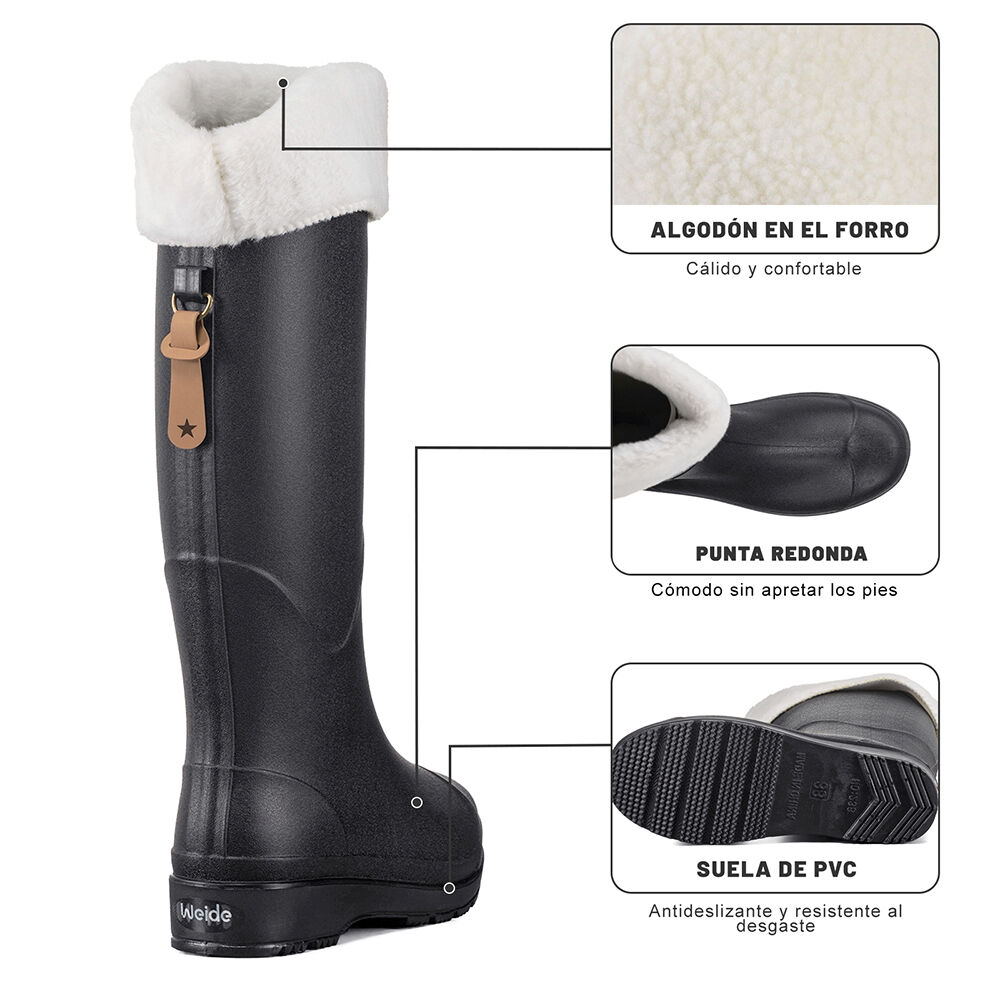 Bota De Agua Mujer Pvc Impermeable Casual Comodo Weide Gh160 image number 7.0