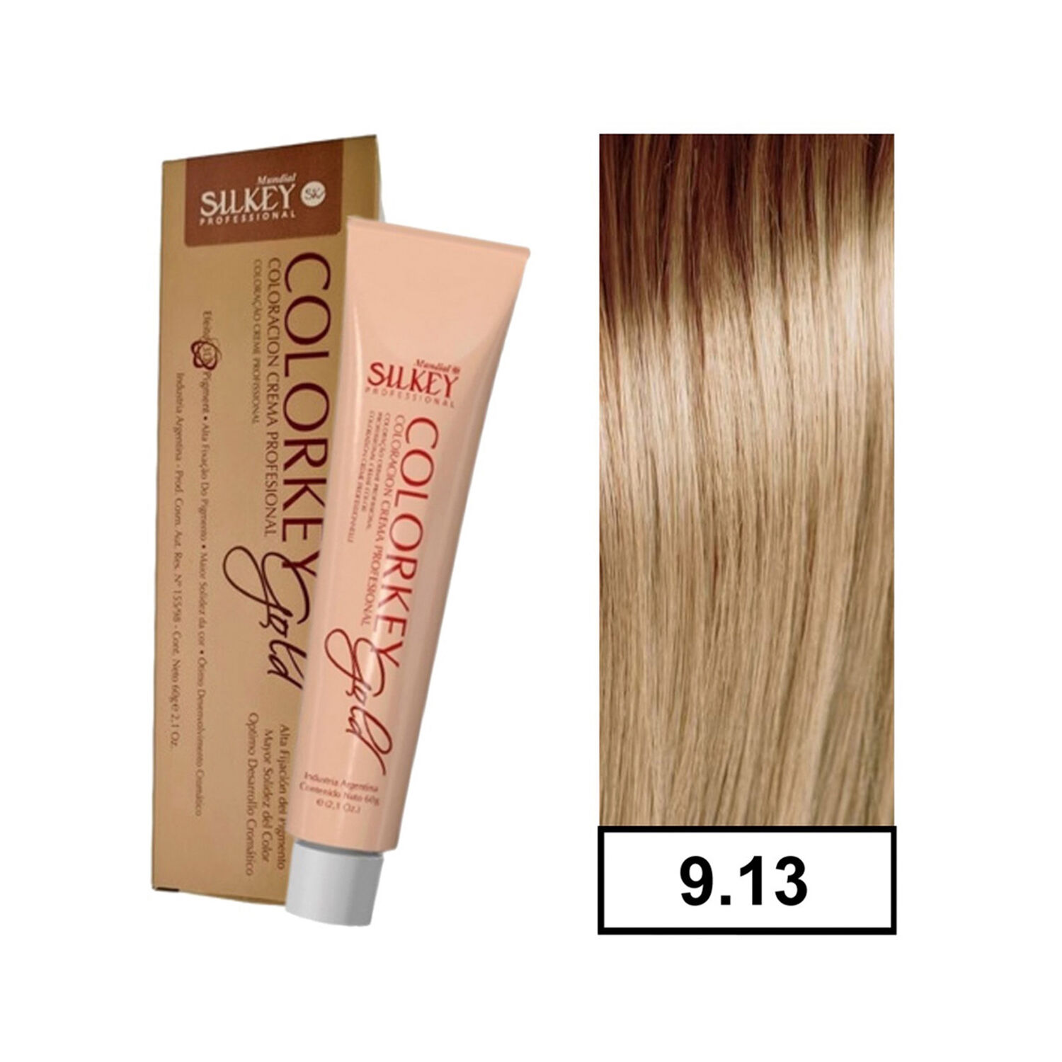 Colorkey Gold - Tintura Permanente Efecto 3d Pigment 60gr + Oxidante - 9.13 Rubio Extra Claro Ceniza Dorado image number 0.0