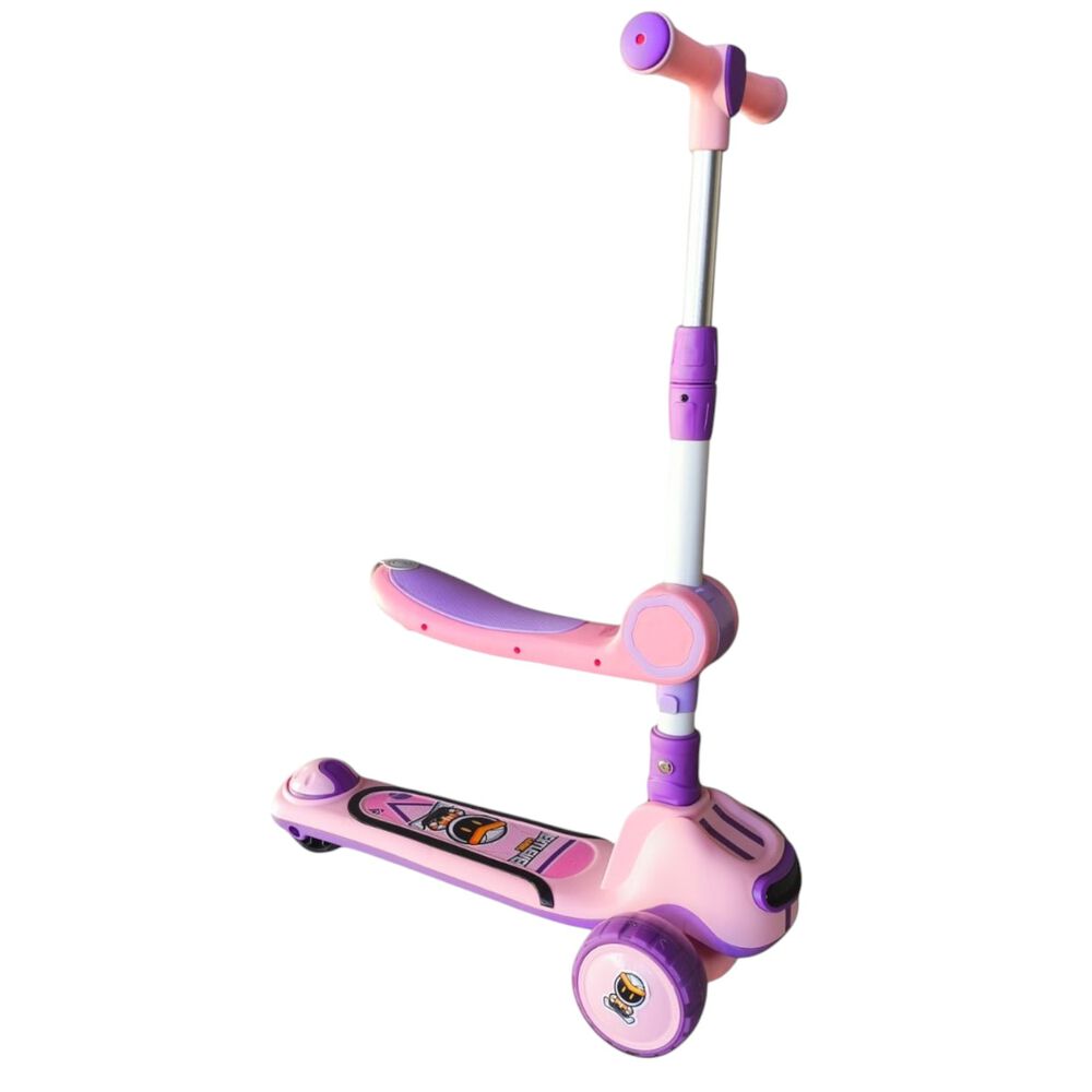 Monopatín Plegable Infantil 2 En 1 Luces Led Rosado image number 2.0