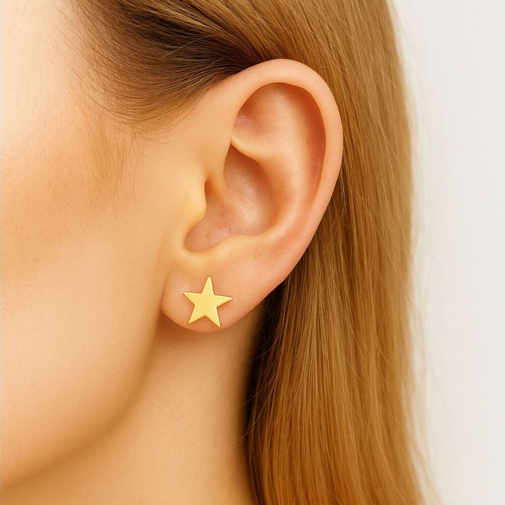 Aros Estrella 5mm Oro 18k Nacional Atornillado 0.80 Gr. Mujer Ni&ntilde;a Hipoalerg&eacute;nicos image number 2.0