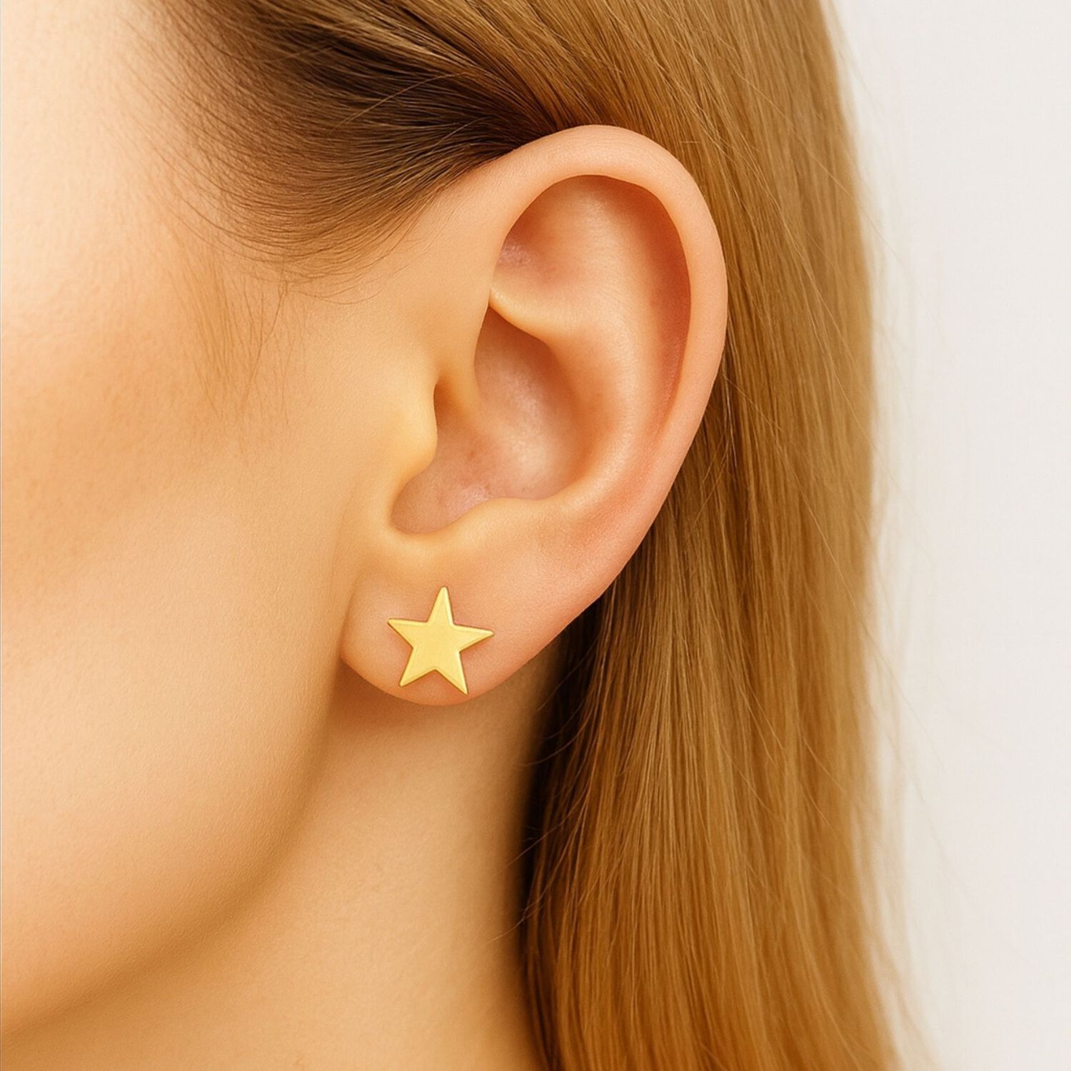 Aros Estrella 5mm Oro 18k Nacional Atornillado 0.80 Gr. Mujer Ni&ntilde;a Hipoalerg&eacute;nicos image number 2.0