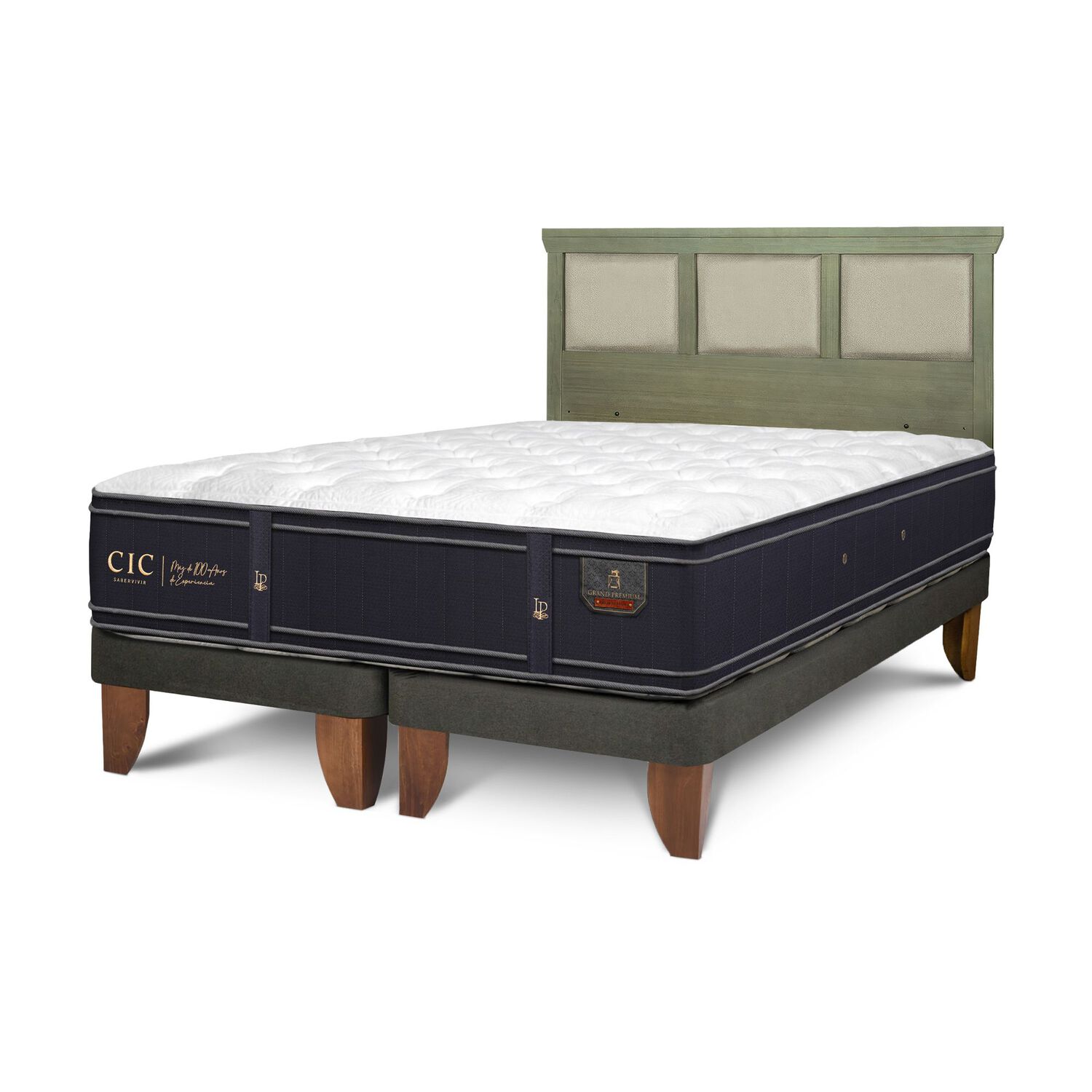Cama Europea Cic Linea Premium / 2 Plazas / Base Dividida + Respaldo image number 1.0