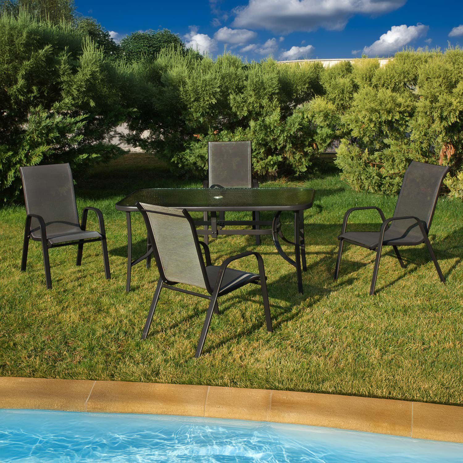 Silla De Terraza Textileno Y Acero Caf&eacute; image number 5.0