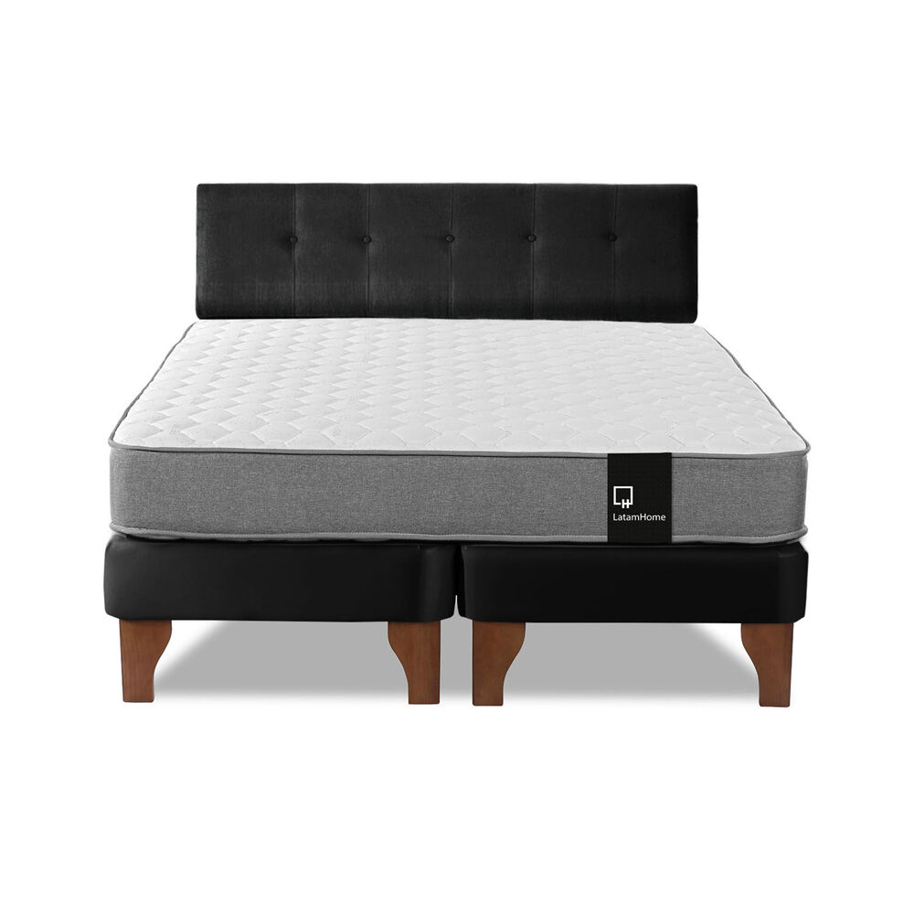 Cama Europea Zen Best Tela Velvet Negro 2 Plazas + Respaldo image number 3.0