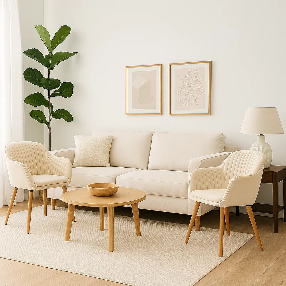 Pack De 2 Butacas Sitiales Poltronas Diamante Terciopelo - Beige image number 2.0