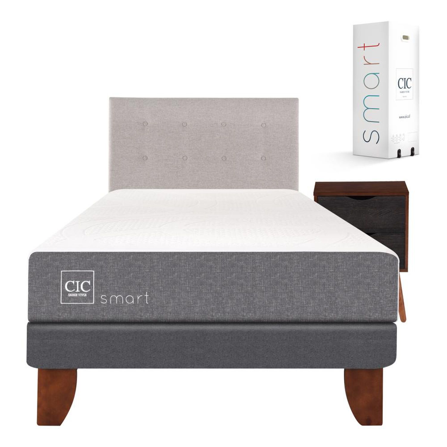 Cama Europea Cic Smart / 1.5 Plazas / Base Normal  + Set De Maderas image number 0.0