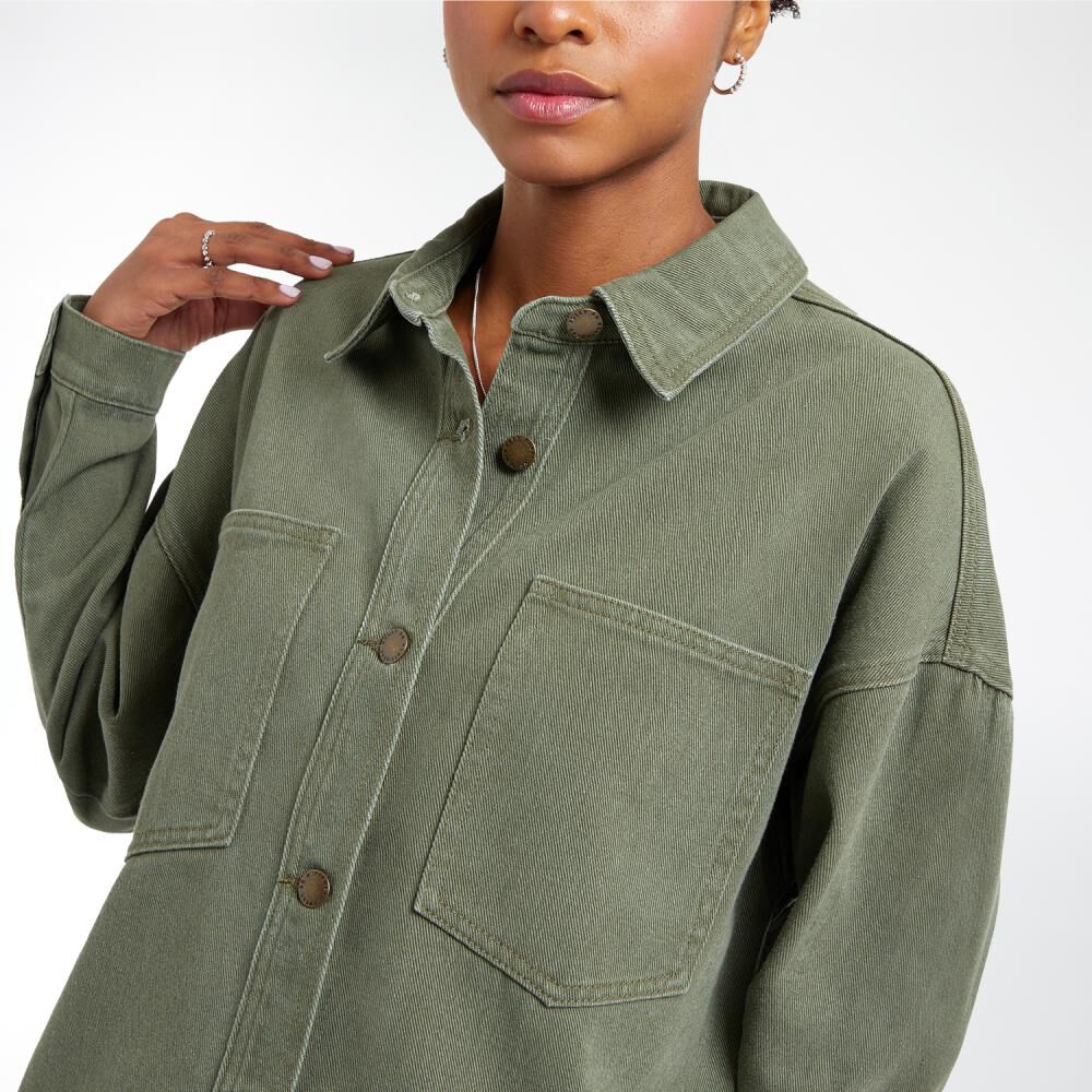 Chaqueta Oversize Denim Cuello Camisero Mujer Rolly Go image number 4.0