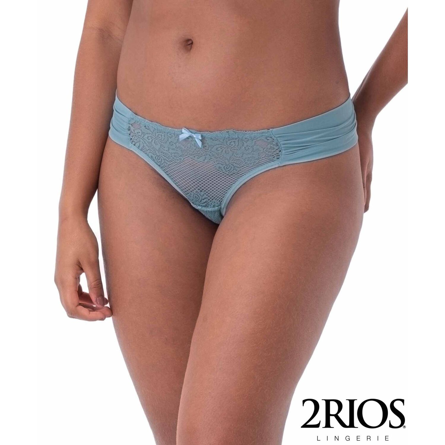 Colaless Lateral Drapeada Y Encaje Celeste 2rios image number 0.0