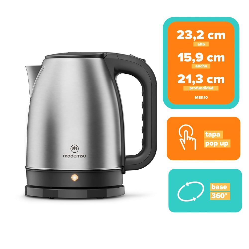 Hervidor El&eacute;ctrico Mademsa 1,8l Con Apagado Autom&aacute;tico Mek10 image number 1.0